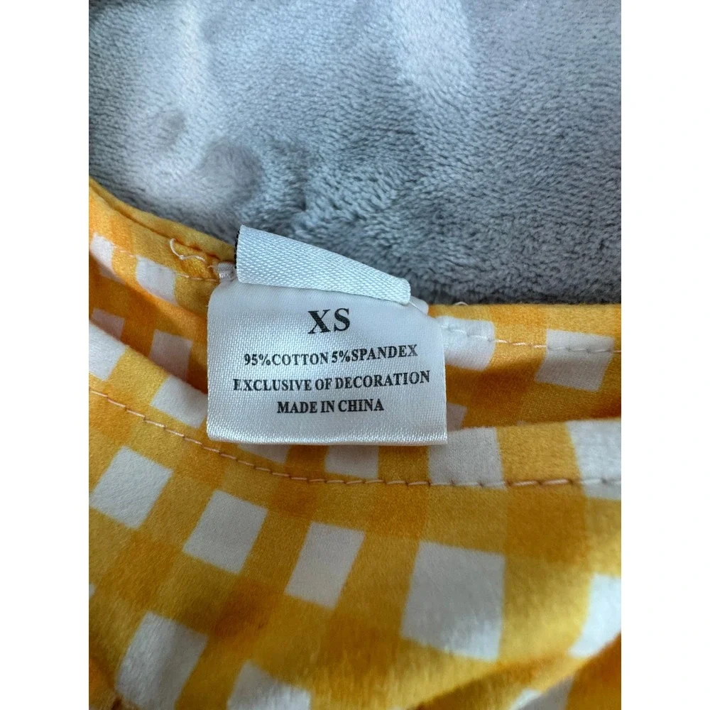 Girls XS‎ Yellow Gingham Dress Bunny Applique Tassel Sleeves Spring Easter 3T